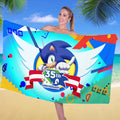 Sonic The Hedgehog 35th Anniversary Beach Towel Sonic The Hedgehog Merch Present For Friends - Loomnari