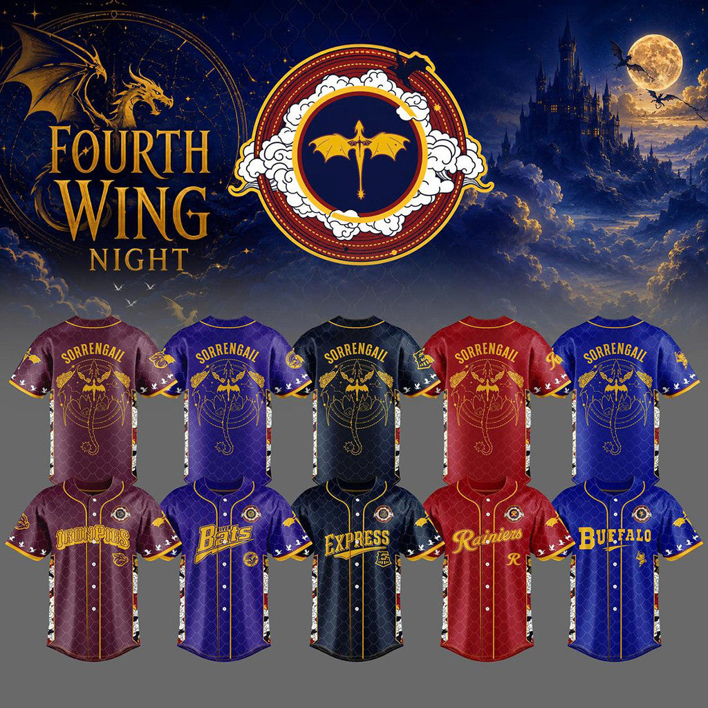 All Baseball Team X Fourth Wing Night 2026 Baseball Jersey Fan Merch Gift for Friends - Loomnari