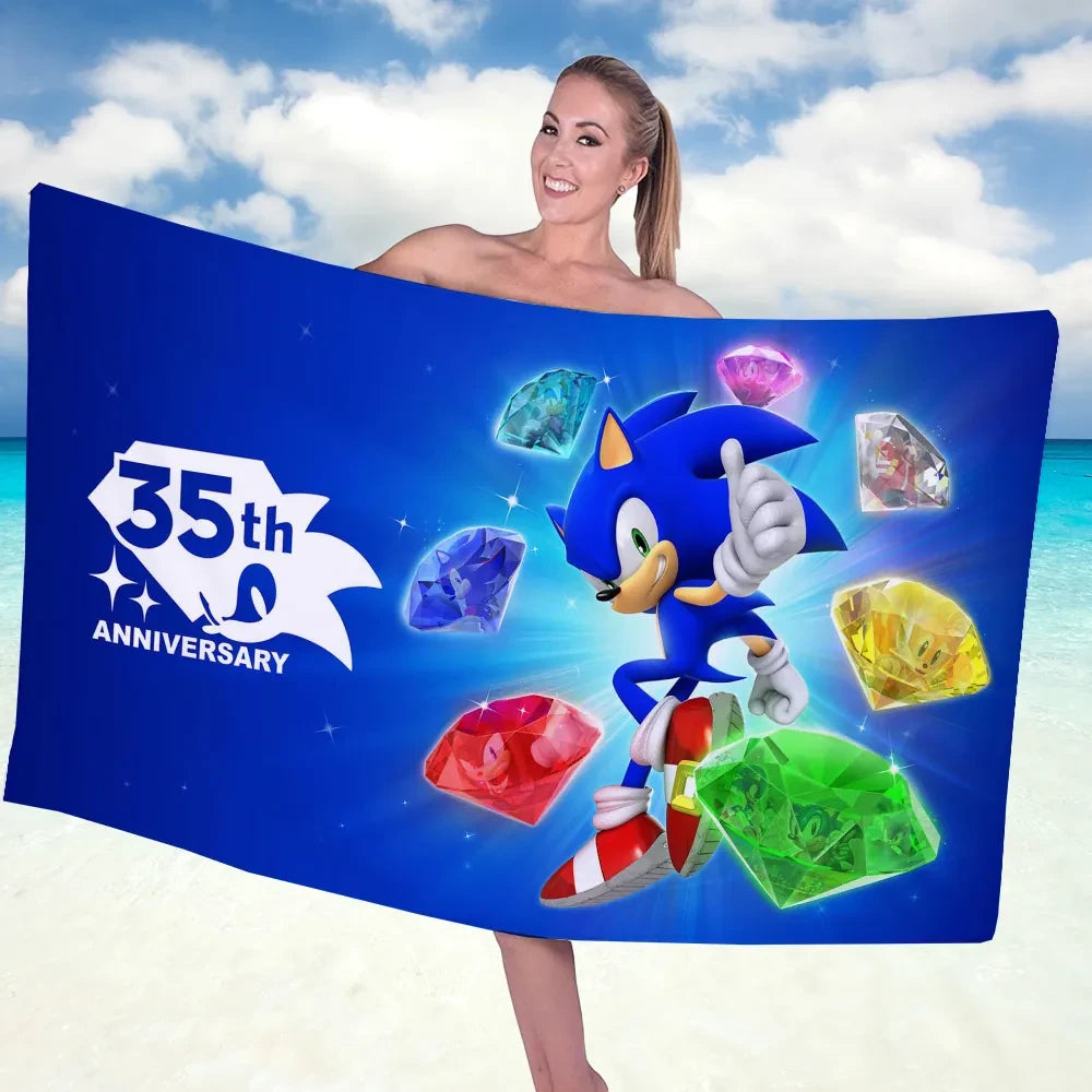 Sonic The Hedgehog 35th Anniversary Merch 2026 Sonic The Hedgehog Beach Towel Cool Gift For Son - Loomnari
