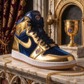 Knights Of Columbus Gold Navy High Top Sneakers Catholic Shoes K Of C Merch Fathers Gifts - Loomnari
