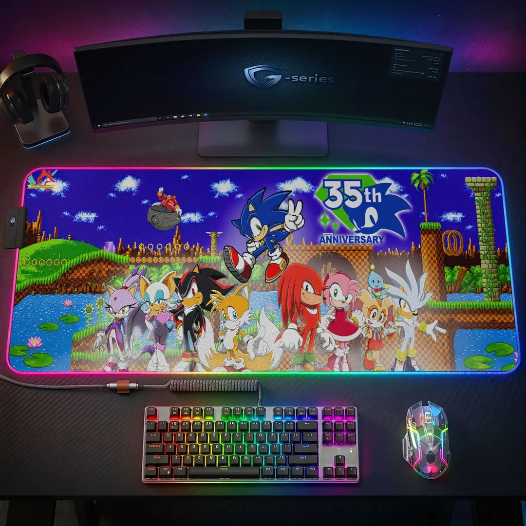 Sonic the Hedgehog 35th Anniversary Gaming Desk Mat Sonic the Hedgehog Merch 2026 Decor Ideas - Loomnari