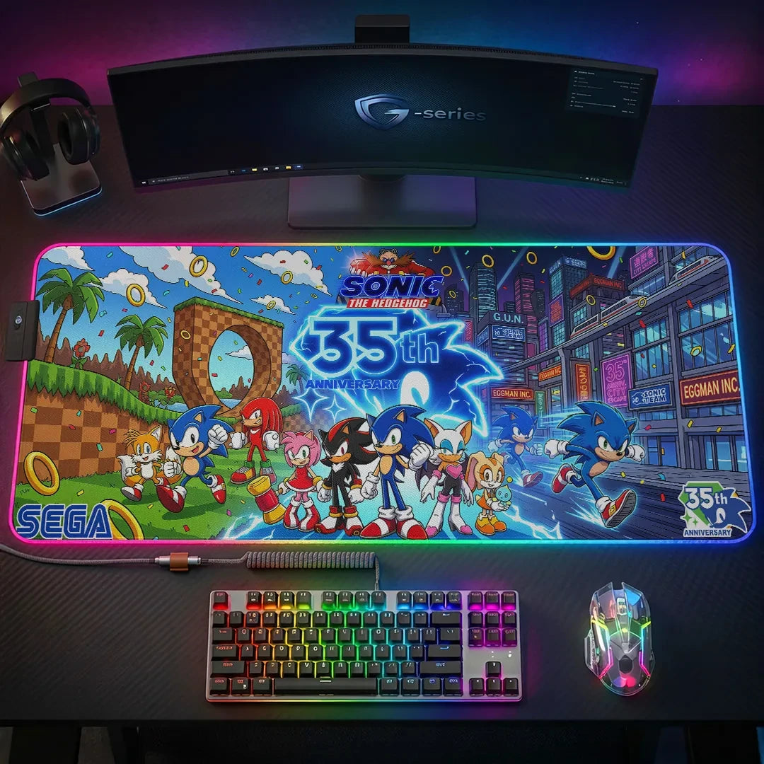 Sonic the Hedgehog 35th Anniversary Gaming Desk Mat Sonic the Hedgehog Merch Game Lover Gifts - Loomnari
