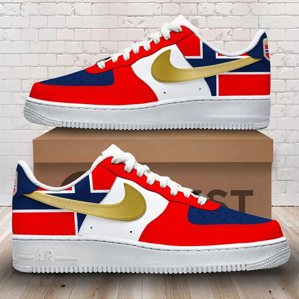 Norway National Team 2026 Gold Swoosh Sneakers Norway World Cup Merch Football Fan Shoes - Loomnari