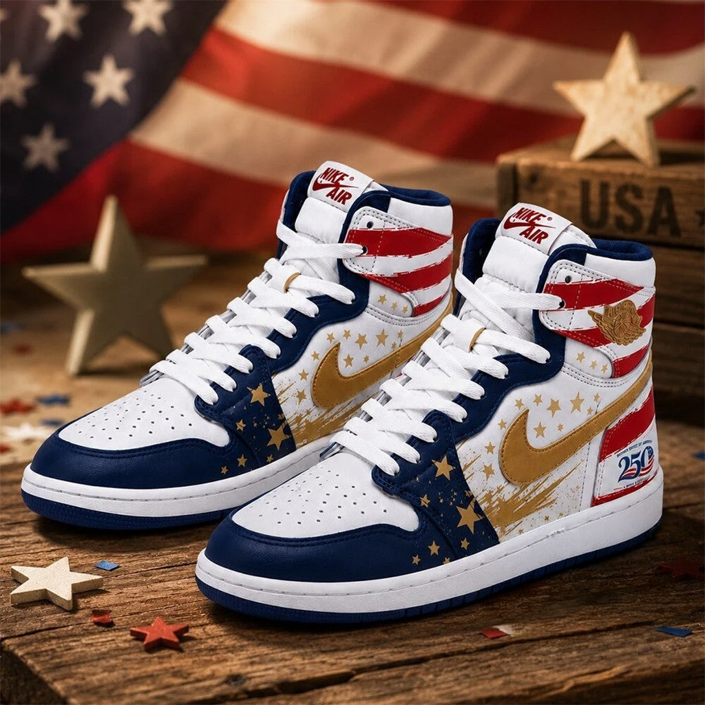 America 250Th Anniversary 2026 High Top Shoes Sneakers Patriotic Merch Gift For Husband - Loomnari