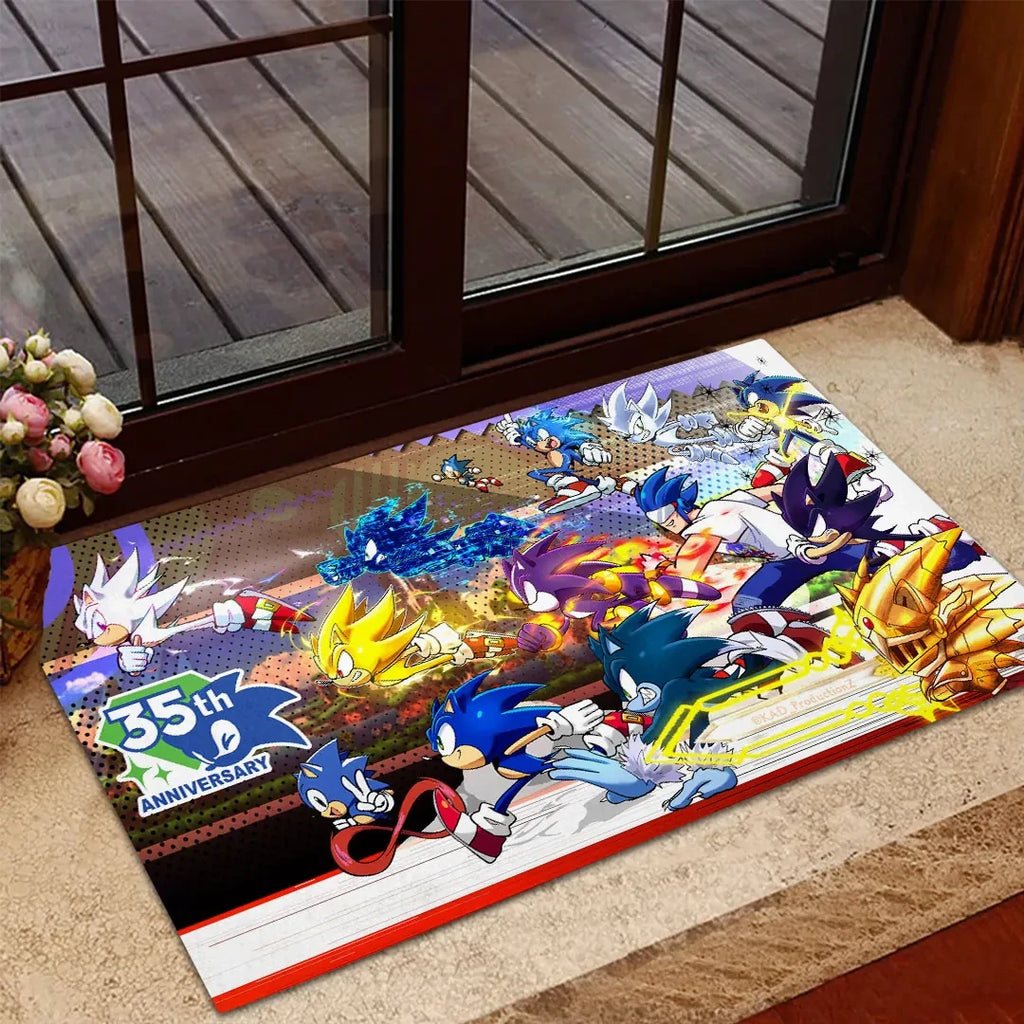 Sonic The Hedgehog 35th Anniversary Doormat 2026 Sonic The Hedgehog Merch Best Gift For BFF - Loomnari