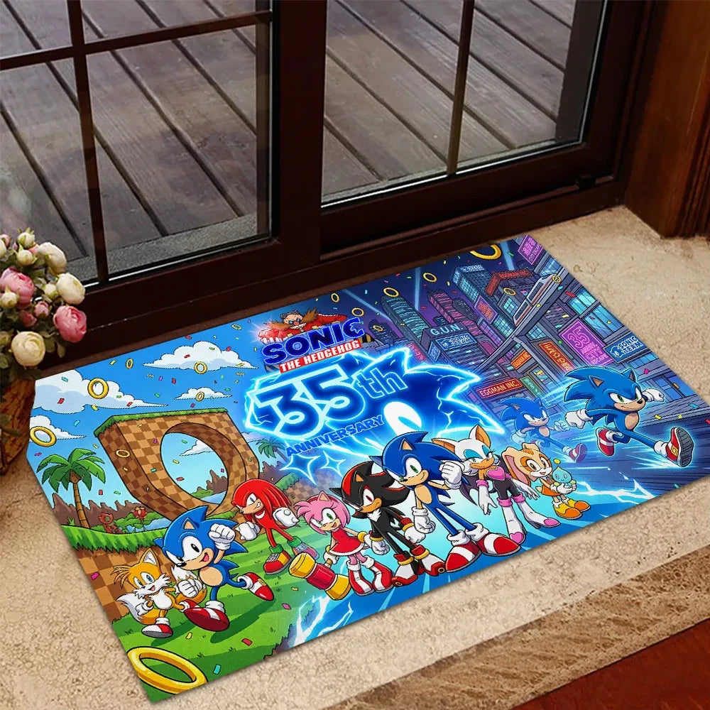 Sonic The Hedgehog 35th Anniversary Doormat 2026 Sonic The Hedgehog Merch Front Porch Decor - Loomnari