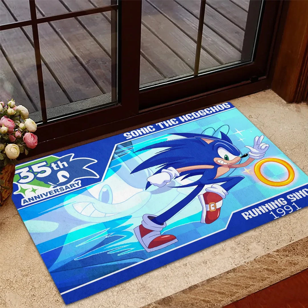 Sonic The Hedgehog 35th Anniversary Doormat 2026 Sonic The Hedgehog Merch Gift For Husband - Loomnari