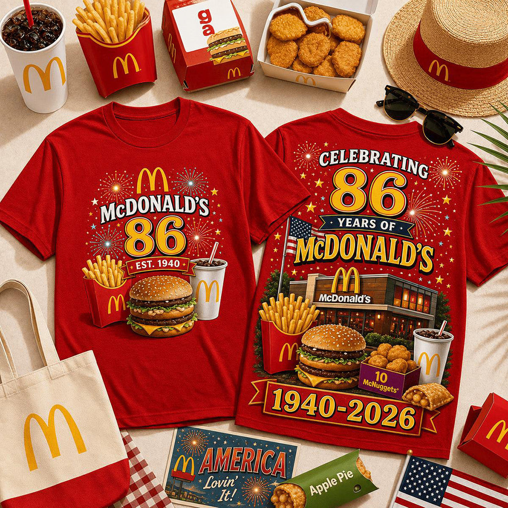 McDonald's 86 Years 1940 2026 T-Shirt Fast Food Lover Shirt Gift For Husband - Loomnari