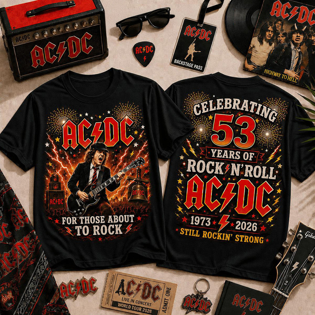 ACDC 53 Years Of Rock N Roll T-Shirt For Those About To Rock Shirt ACDC Merch Fan Gifts - Loomnari