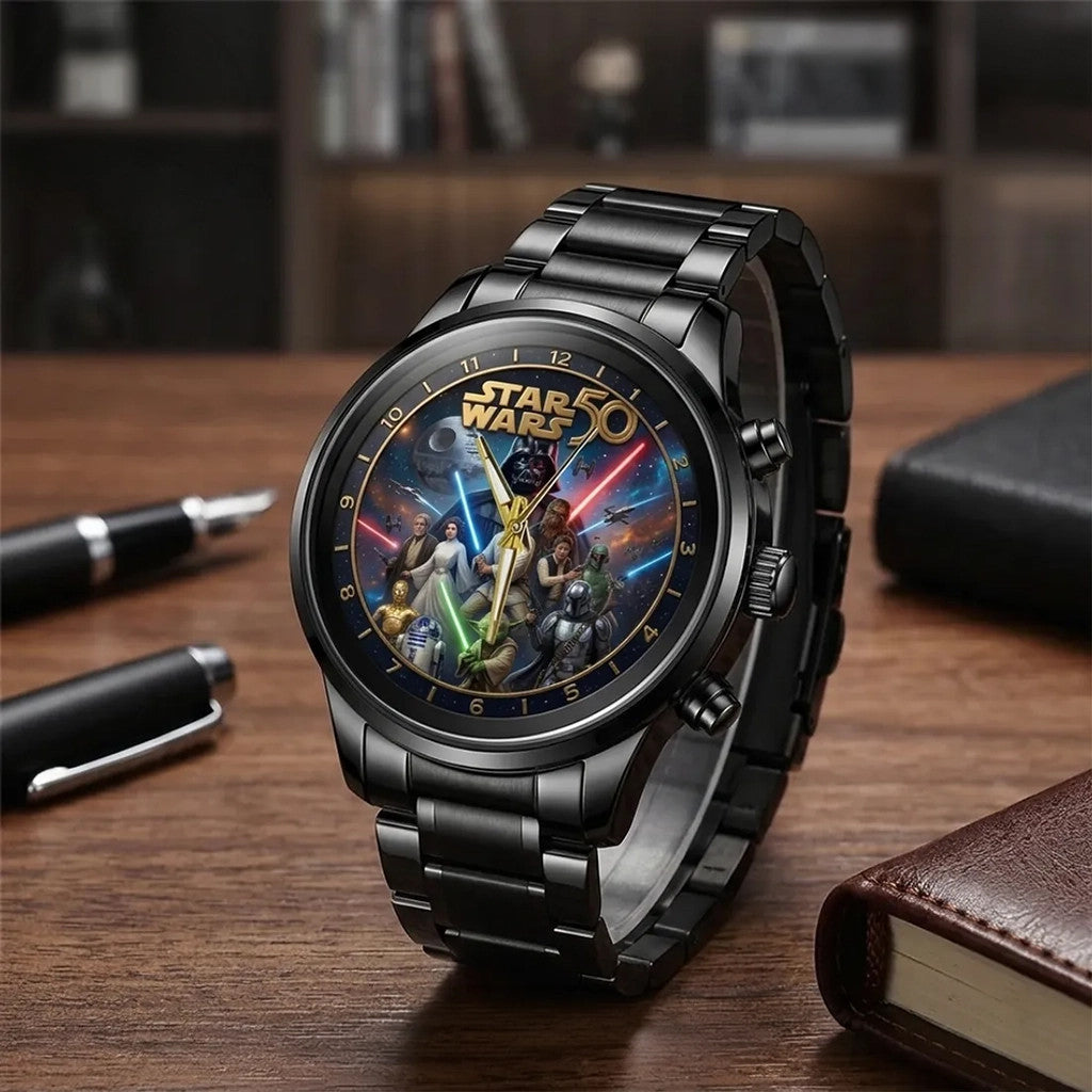 Star Wars 50th Anniversary Limited Stainless Steel Watch Star Wars Merch Sci Fi Movie Fan Gear - Loomnari