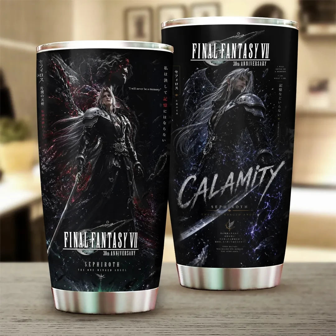 Final Fantasy VII X Sephiroth 30th Anniversary Tumbler Calamity FF7 Merch Gamer Gifts Ideas - Loomnari