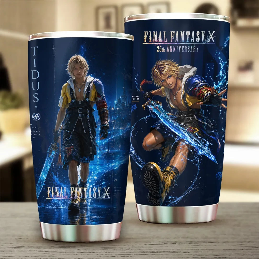 Final Fantasy X Merch 2026 FF5 25th Anniversary Tidus Tumbler Great Gifts For Video Game Lovers - Loomnari