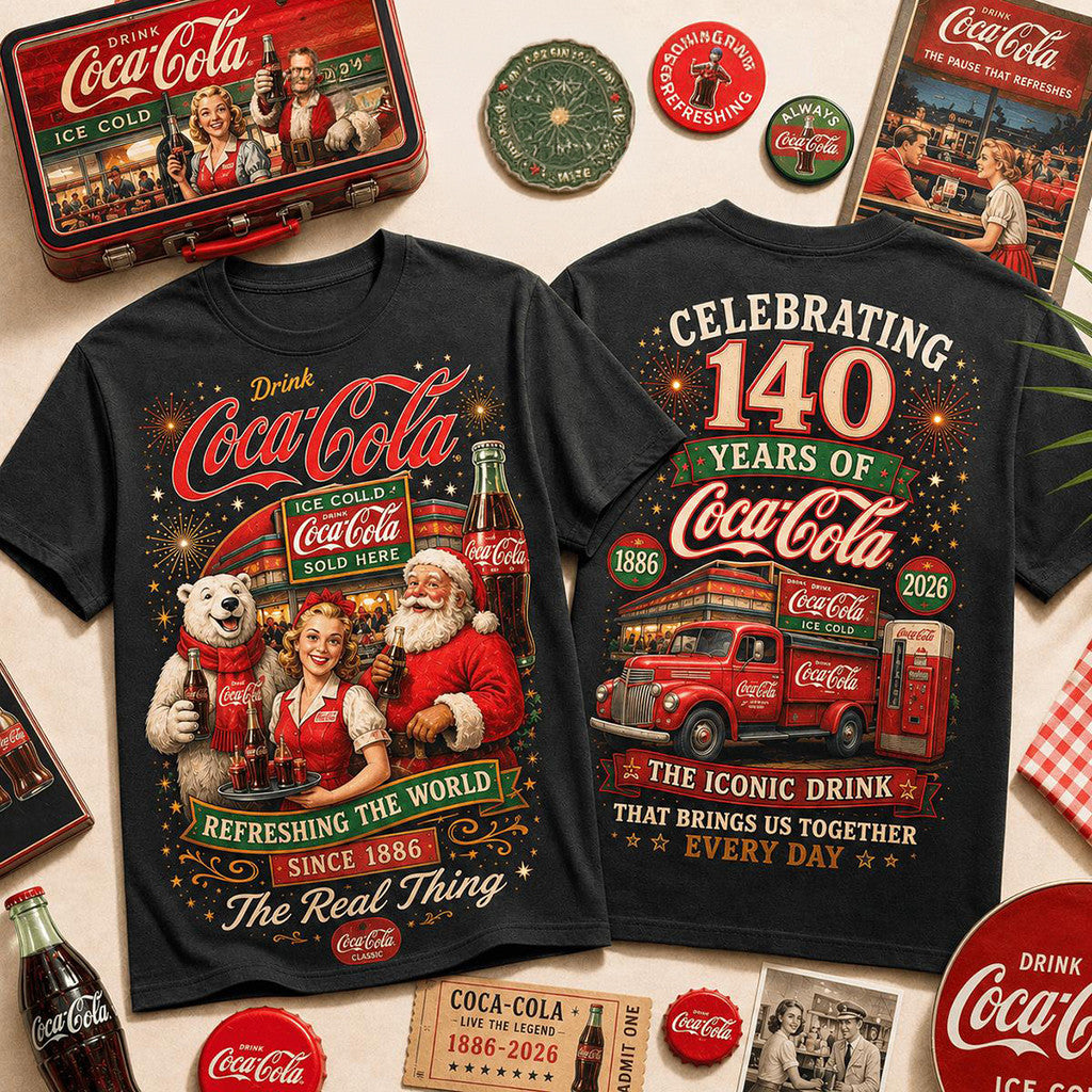Coca Cola Celebrating 140 Years The Iconic Drink T-Shirt Birthday Present For Brothers - Loomnari