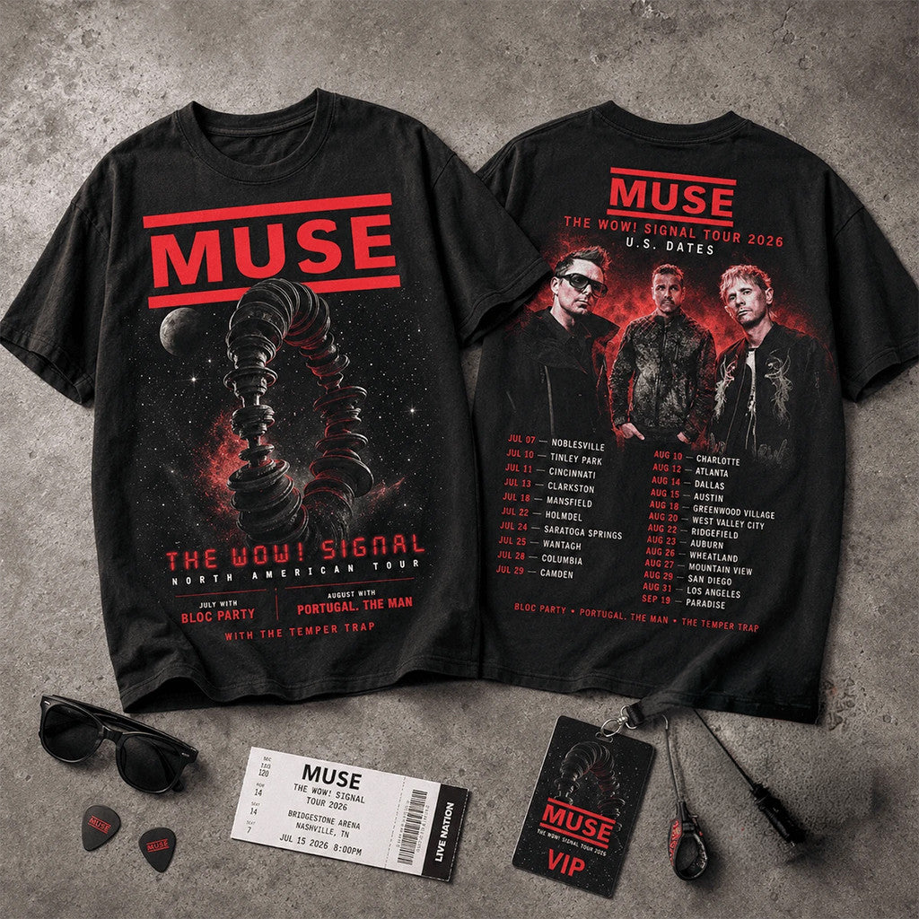 Muse The Wow Signal Tour 2026 T-Shirt Muse Band Merch Gift For Rock Music Lovers - Loomnari