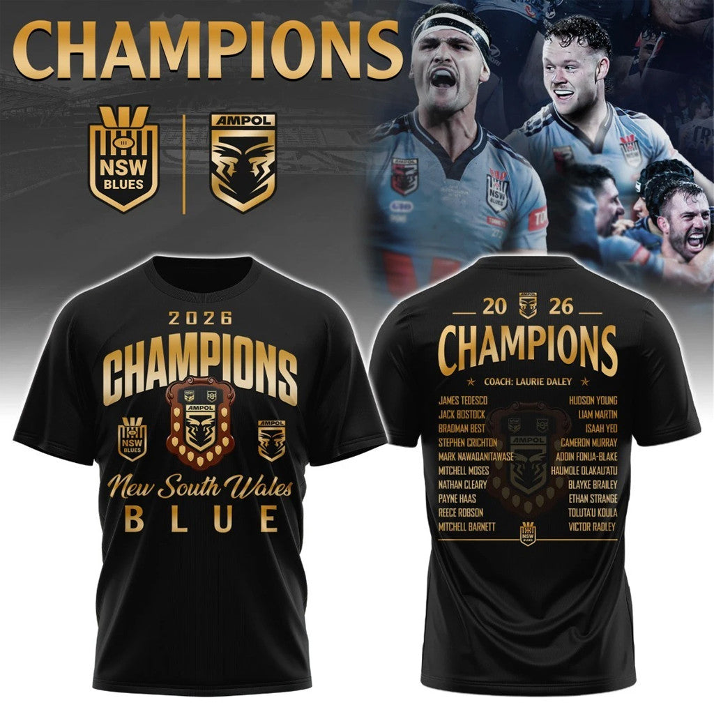 New South Wales Blues 2026 Champion T-Shirt NSW Blues Merch Rugby Fan Gear Gift For Men - Loomnari