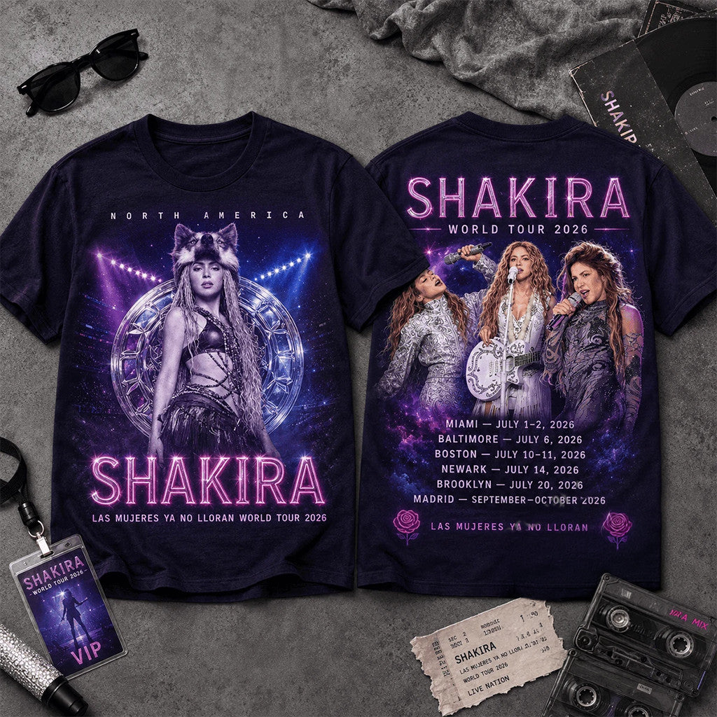 Shakira Las Mujeres Ya No Lloran World Tour 2026 T-Shirt Shakira Merch Gift For Music Fans - Loomnari