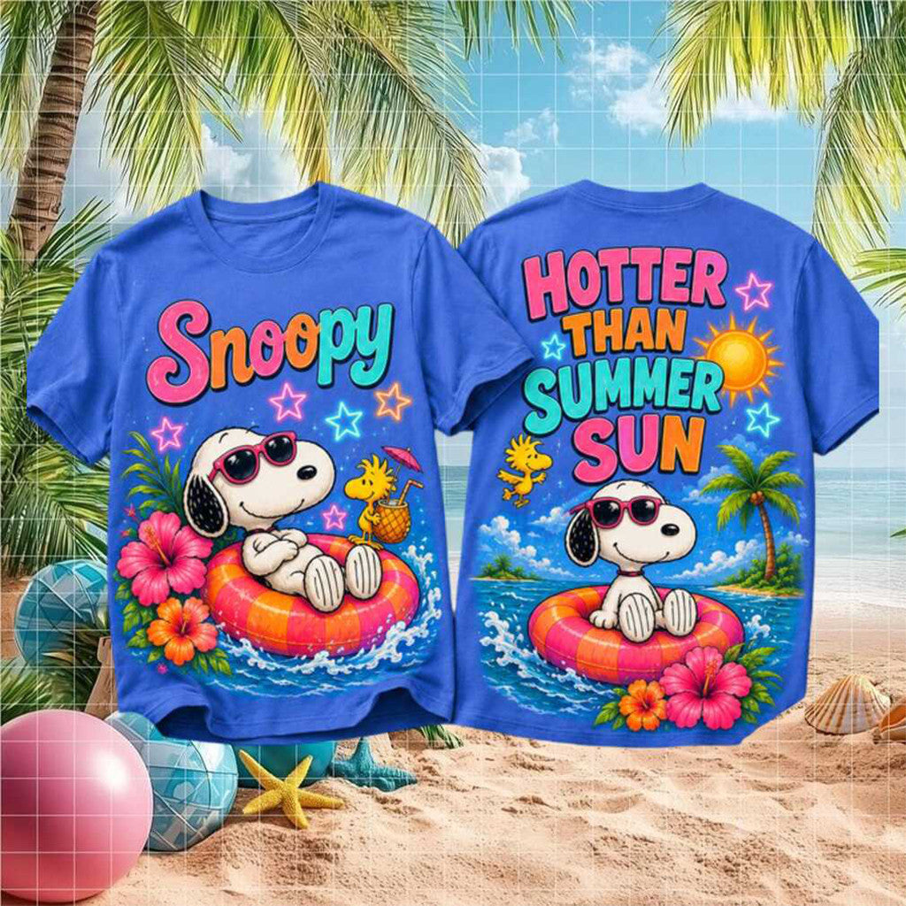 Snoopy Hotter Than Summer Sun Retro Shirt Colorful Tropical Pool Float Tee Summer Gifts - Loomnari