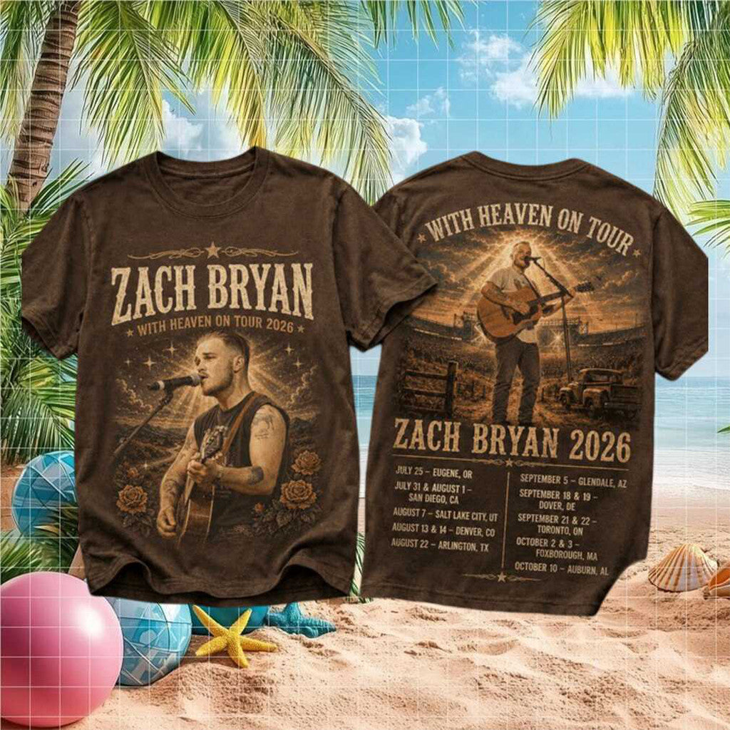Zach Bryan With Heaven On Tour 2026 Vintage T-Shirt Zach Bryan Merch Country Music Fans Gifts - Loomnari