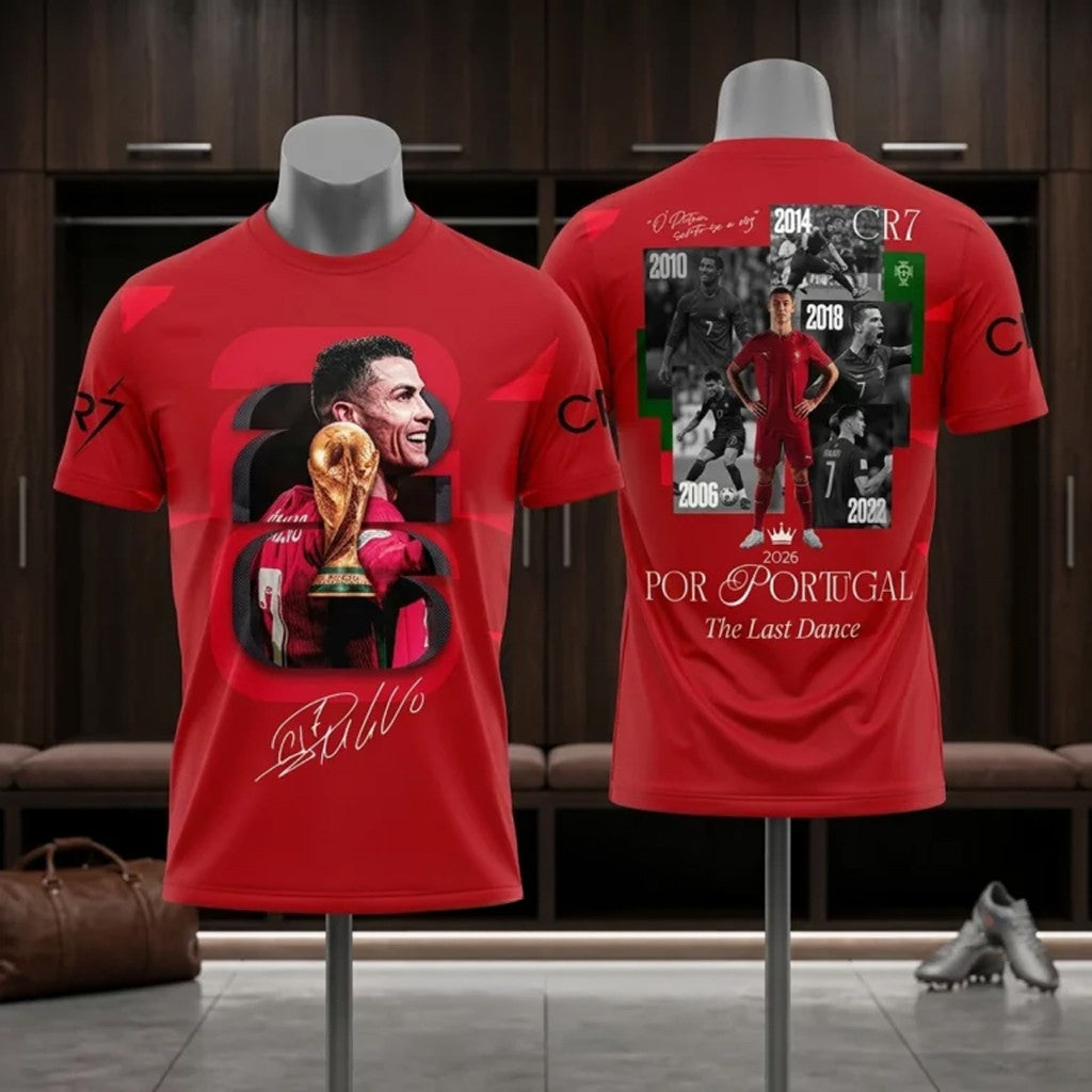 Cristiano Ronaldo T-Shirt Red CR7 The Last Dance Shirt Portugal World Cup 2026 Merch Signed - Loomnari