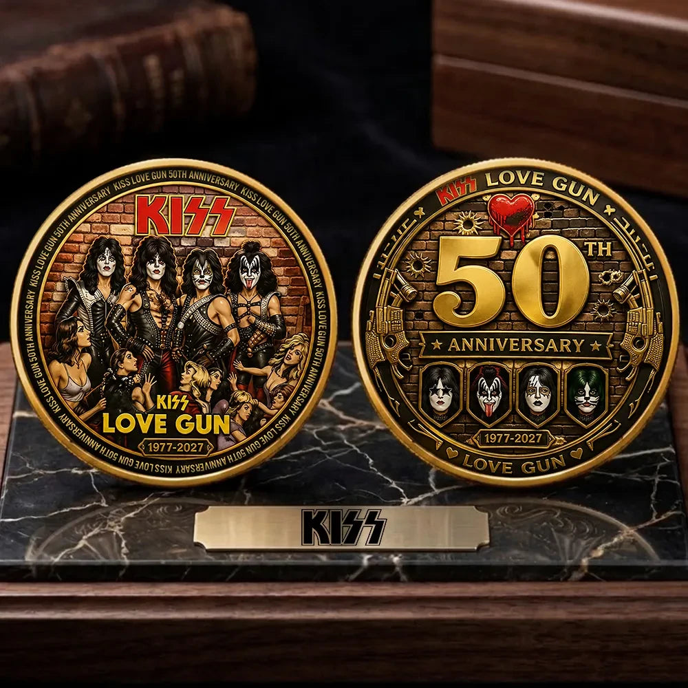 KISS Love Gun 50th Anniversary Commemorative Coin 2026 KISS Band Merch Gift For Father - Loomnari