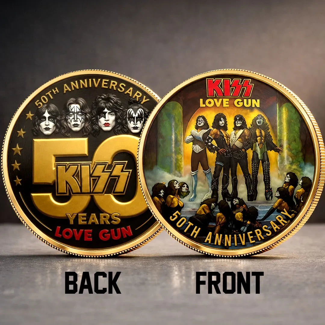 KISS Love Gun 50th Anniversary Commemorative Coin KISS Band Merch Gift For Rock Fans - Loomnari