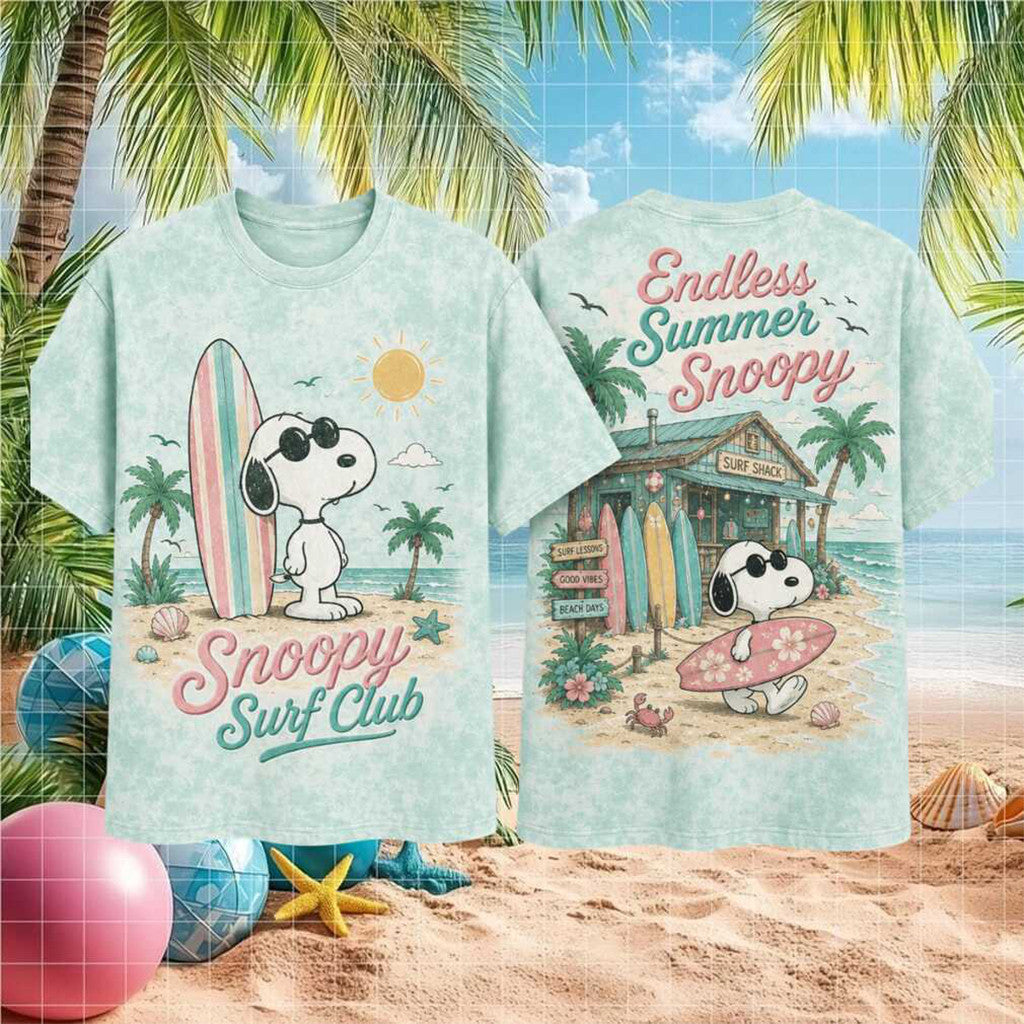 Snoopy Surf Club Endless Summer Retro T-Shirt Beach Shack Vacation Holiday Apparel - Loomnari