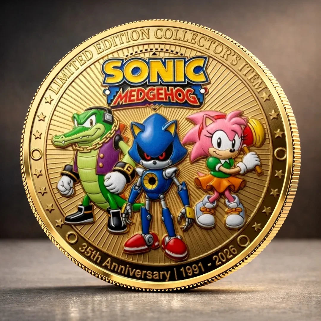 Sonic The Hedgehog 35th Anniversary Merch 2026 Sonic Medgehog Commemorative Coin Gift For BFF - Loomnari