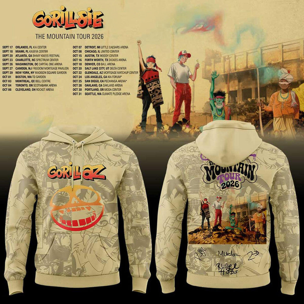 Gorillaz The Mountain Tour 2026 Hoodie Gorillaz Merch Gifts For Band Fans - Loomnari