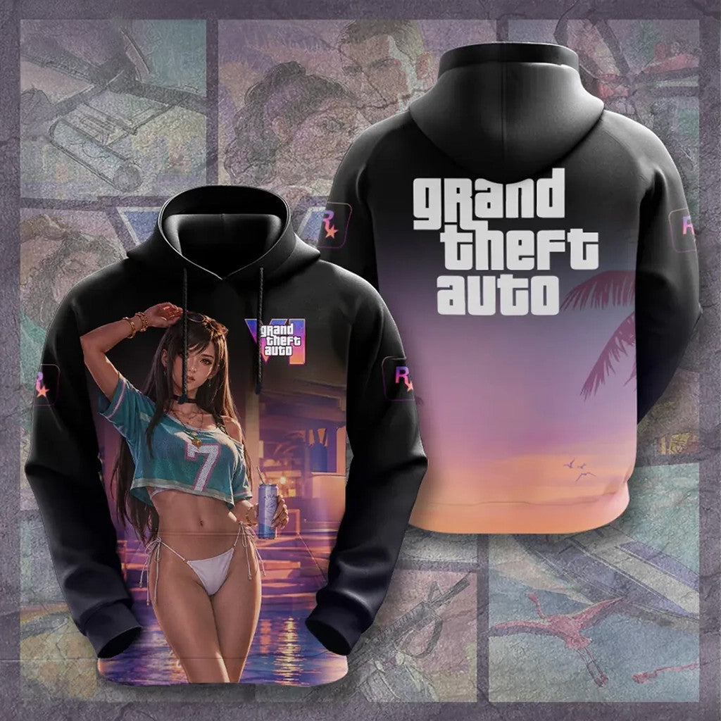 Grand Theft Auto VI X Tifa Lockhart Hoodie 2026 GTA 6 Merch Best Gift For Gamers - Loomnari