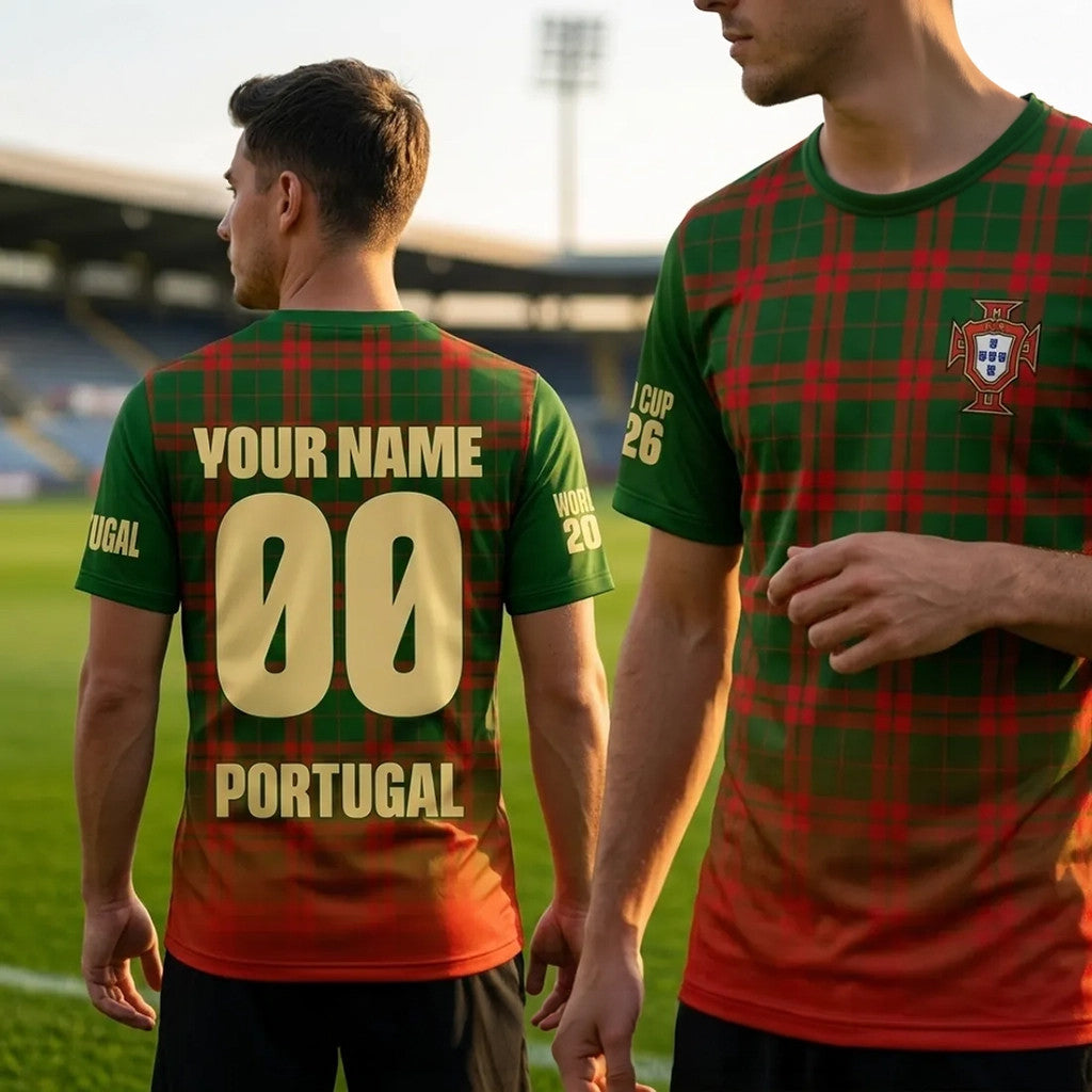 Personalized Portugal National Team 2026 Tartan Plaid Shirt Portugal World Cup Merch Fan Gifts - Loomnari