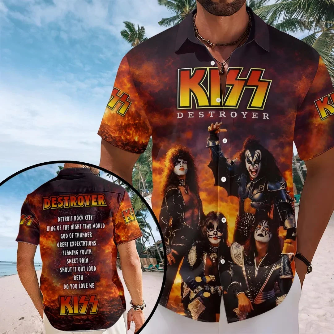 KISS Destroyer Hawaiian Shirt 2026 KISS Band Merch Cool Gift For Rock Music Fans - Loomnari