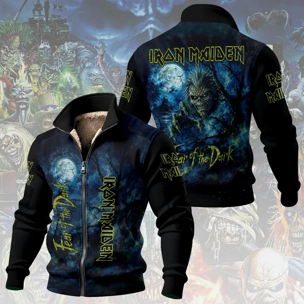 Iron Maiden Fear Of The Dark Stand Collar Zip Jacket 2026 Iron Maiden Merch Birthday Gift Ideas - Loomnari