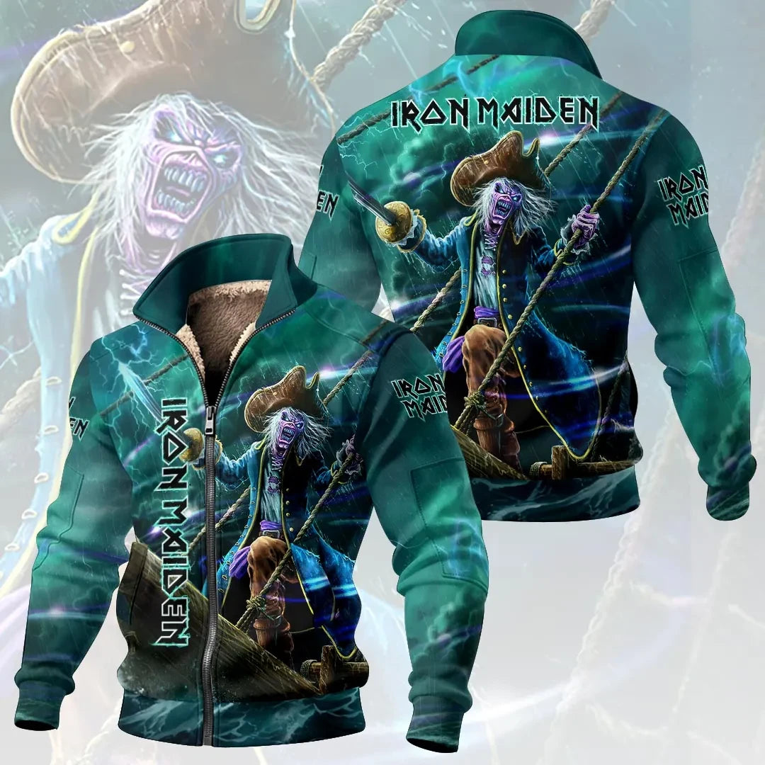 Iron Maiden Eddie Stand Collar Zip Jacket 2026 Iron Maiden Merch Best Gift For Band Fan - Loomnari