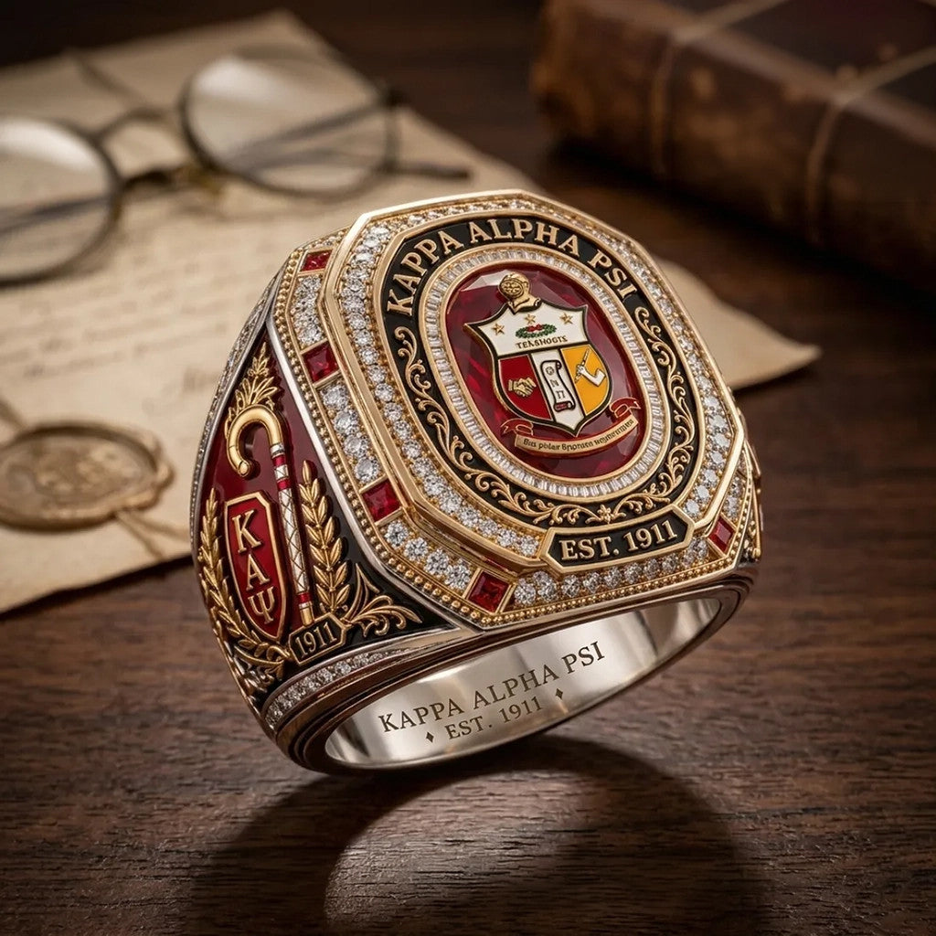 Kappa Alpha Psi 1911 Gold Tone Ring KAP Fraternity Merch Gift For Father In Law - Loomnari