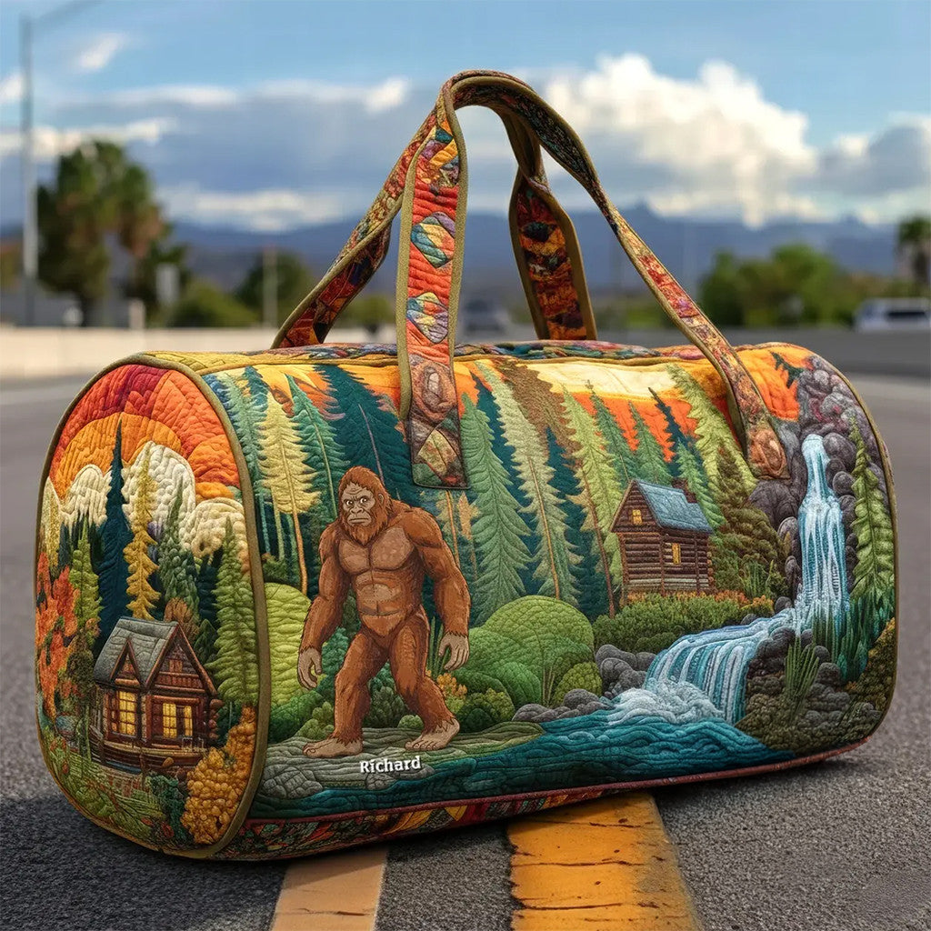 Personalized Bigfoot Forest Cabin Waterfall 2026 Duffle Bag Bigfoot Lover Gifts For Dad - Loomnari