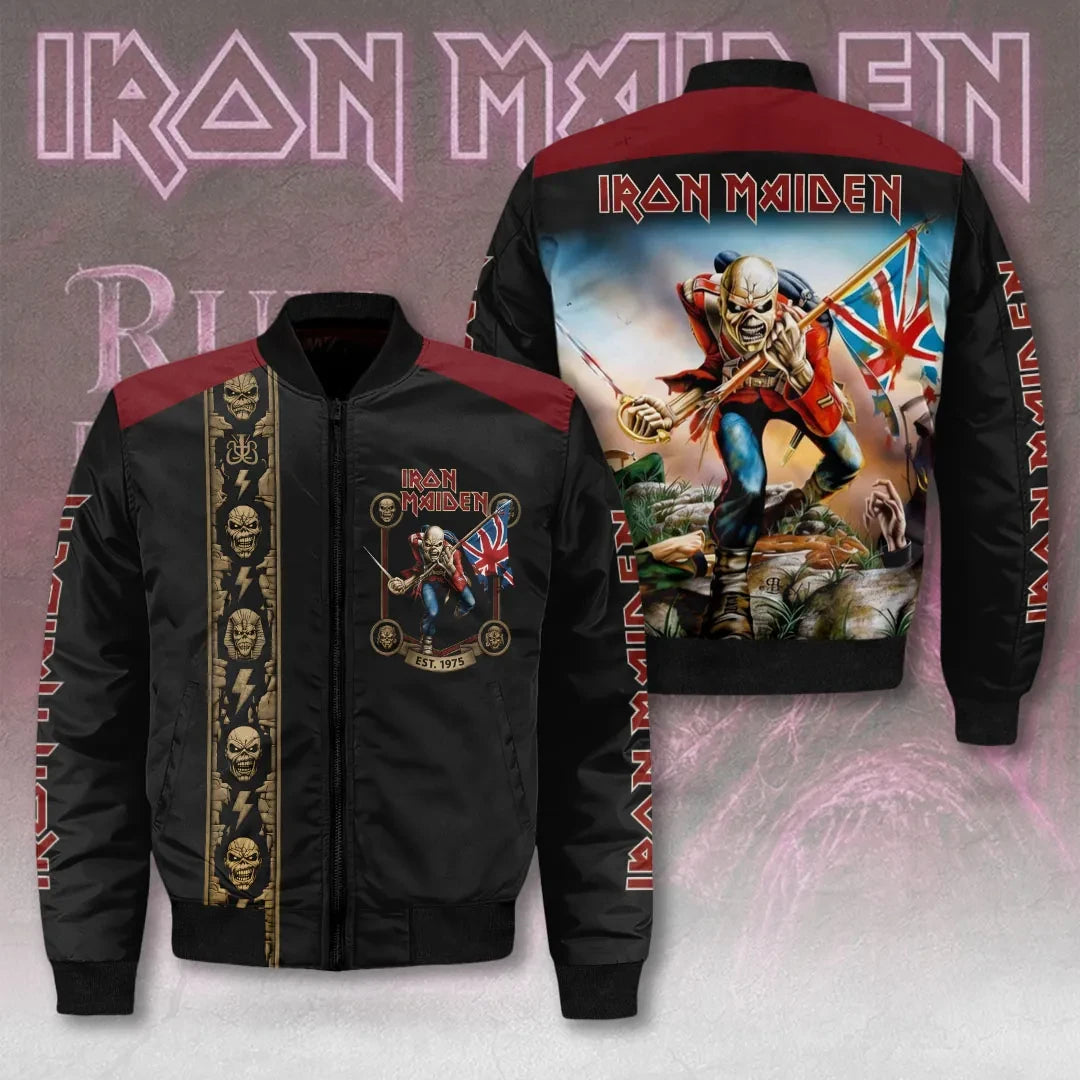 Iron Maiden 2026 The Trooper Bomber Jacket Iron Maiden Merch Gift For Band Fans - Loomnari