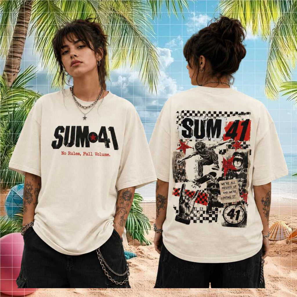 Sum 41 No Rules Full Volume Retro T-Shirt Skate Punk Concert Tour Shirt Sum 41 Merch Fan Gifts - Loomnari
