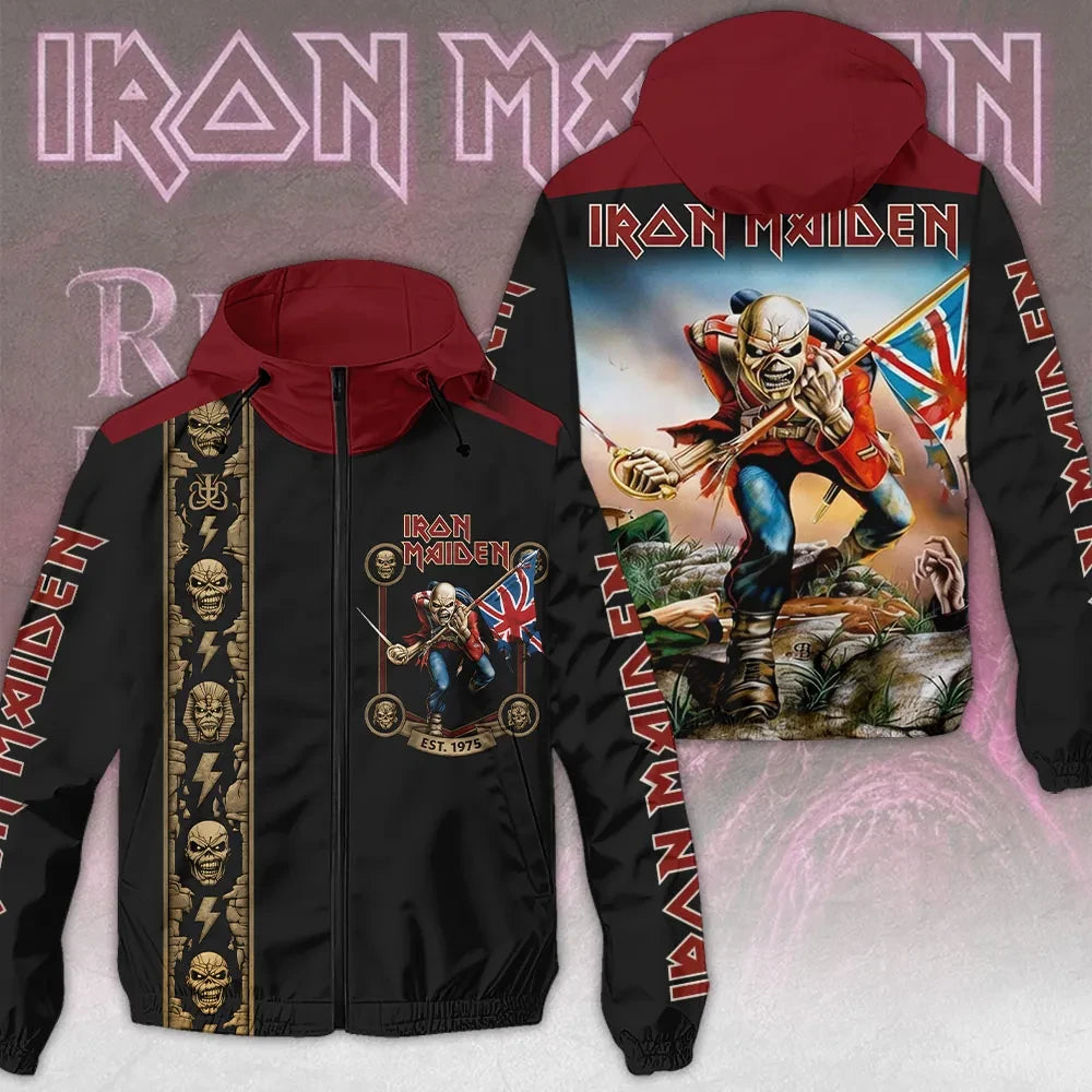 Iron Maiden 2026 The Trooper Windbreaker Jacket Iron Maiden Merch Best Gift For Band Fans - Loomnari