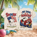 Snoopy My Dog Is A Democrat Shirt Funny Political American Flag Tee Humorous Gifts - Loomnari