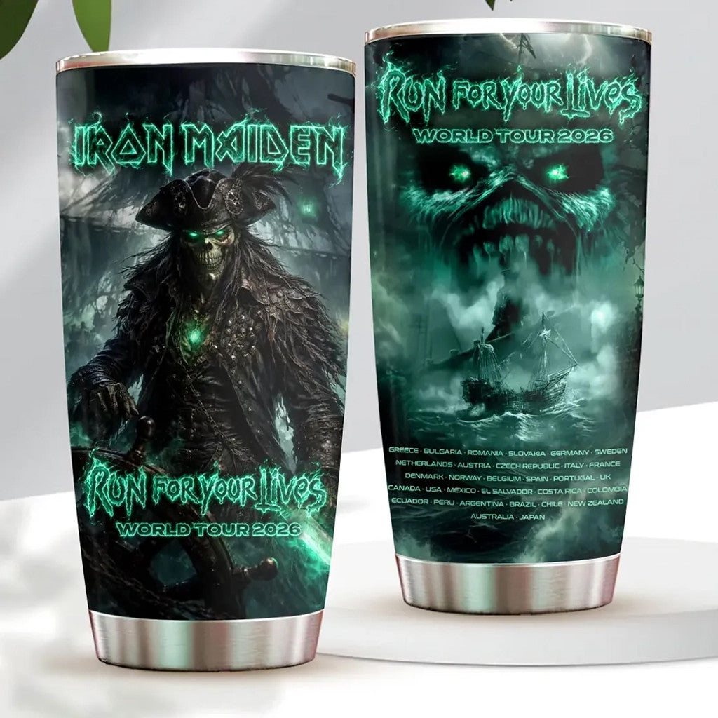 Iron Maiden Run For Your Lives 2026 Tour Tumbler Iron Maiden Merch Gift For Music Lovers - Loomnari