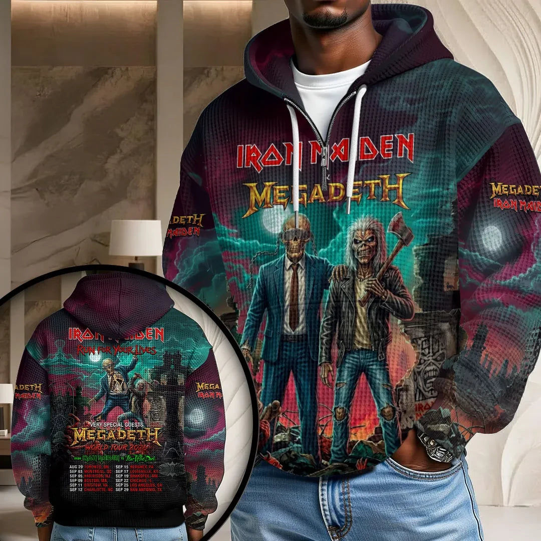 Iron Maiden X Megadeth Merch 2026 Run For Your Lives Tour Hoodie Gift For Music Lovers - Loomnari