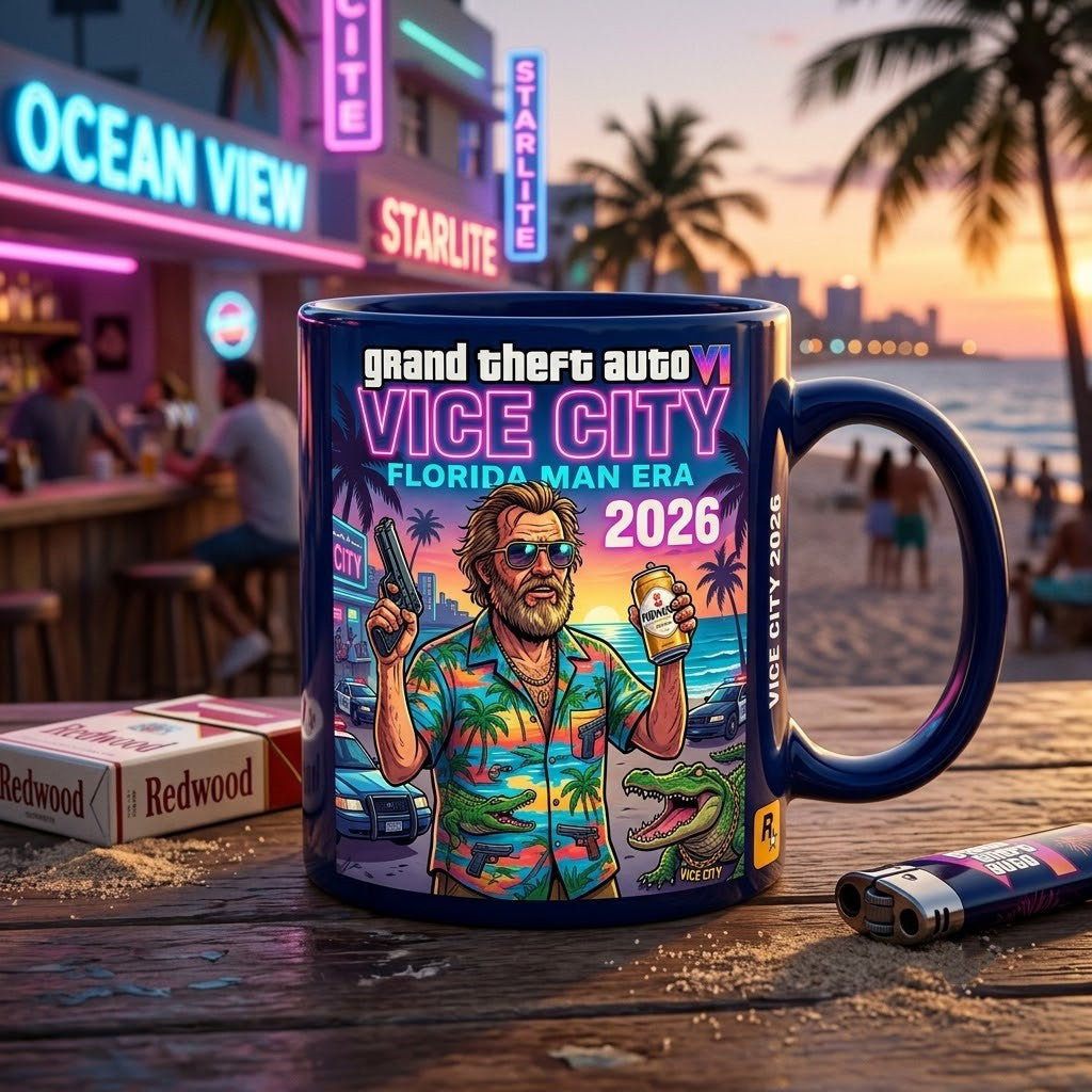 Grand Theft Auto VI Vice City Florida Man Era Mug 2026 GTA 6 Merch Gifts For Game Lovers - Loomnari