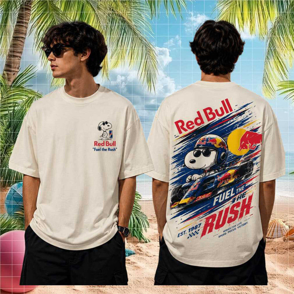 Red Bull Fuel The Rush Racing Snoopy Vintage T-Shirt Red Bull Racing Merch Gift For BFF - Loomnari