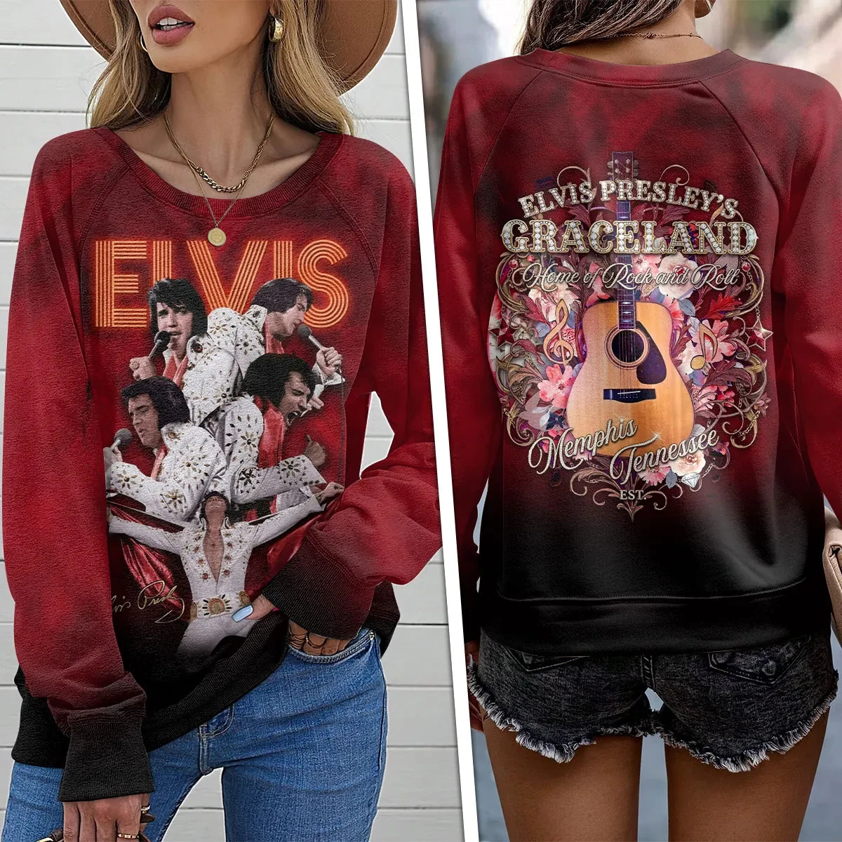 Elvis Presley Merch 2026 Elvis Presley's Graceland Home Of Rock And Roll Sweatshirt Fan Gifts - Loomnari