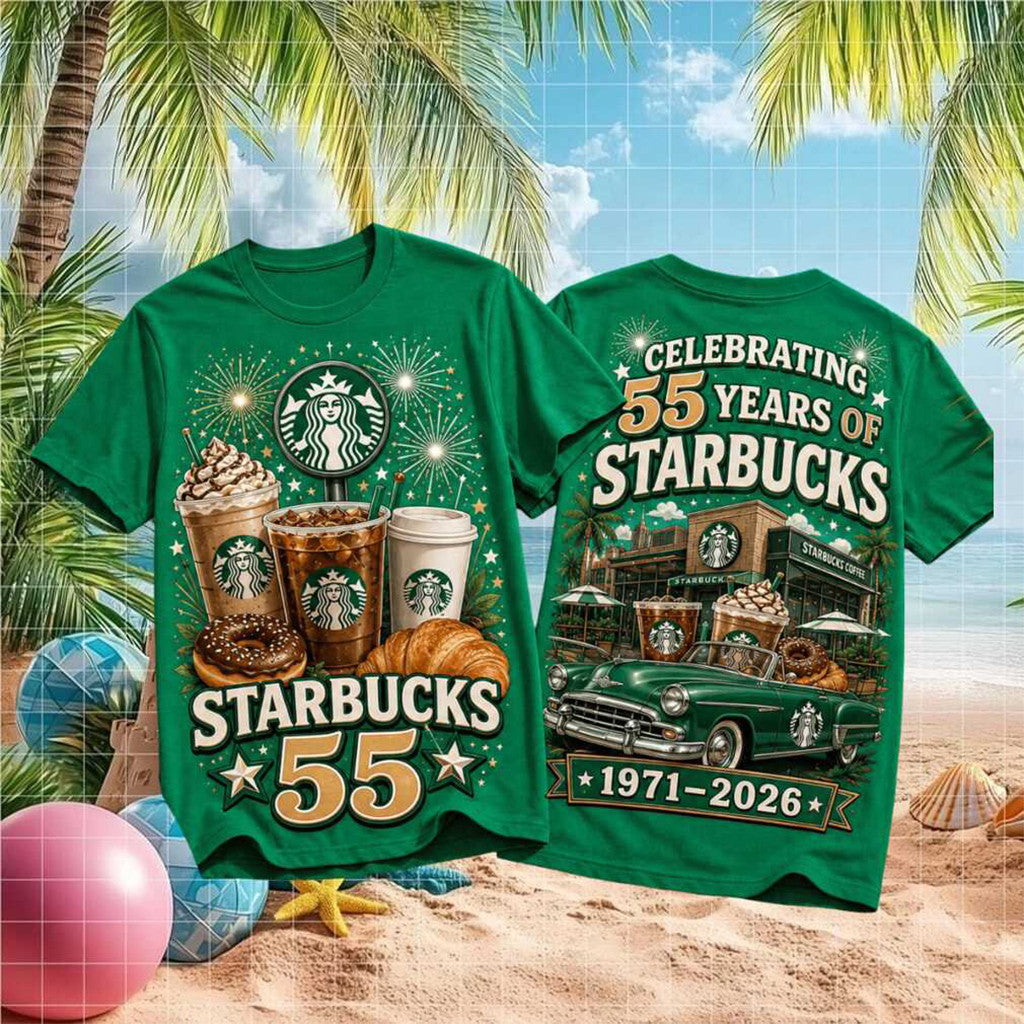 Starbucks 55 Years Anniversary 1971 Celebration Retro T-Shirt Gifts For Coffee Lovers - Loomnari