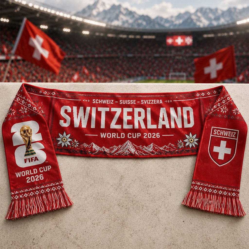 Switzerland FIFA World Cup 2026 Merch Schweiz Suisse Svizzera Scarf Gift For Football Fans - Loomnari