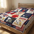 Snoopy USA 250th Anniversary Quilt Blanket Snoopy Merch Patriotic Gifts For Son - Loomnari