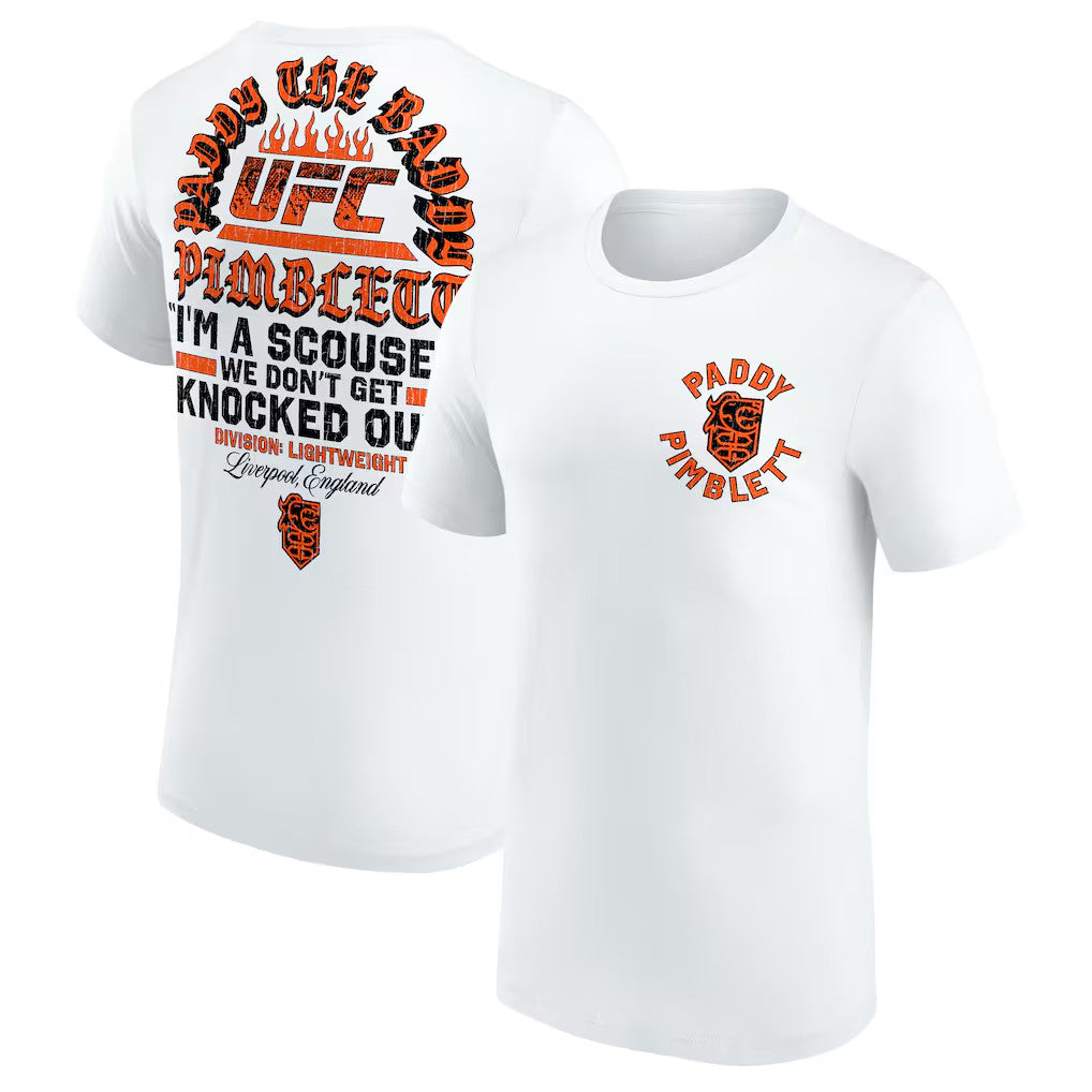 Paddy Pimblett Merch 2026 Paddy Pimblett UFC We Don't Get Knocked Out T-Shirt White UFC Merch - Loomnari