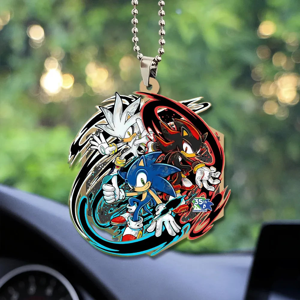 Sonic The Hedgehog 35th Anniversary Merch 2026 Sonic Acrylic Car Ornament Car Hanging Decor - Loomnari