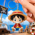 One Piece Monkey D Luffy Keychain Chibi Pirate Keyring One Piece Merch Cute Anime Gifts For Son - Loomnari